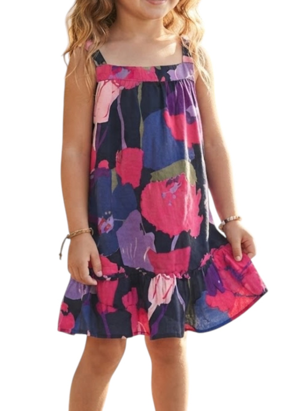 GAP Sleeveless Floral Dress Scalloped Bottom Navy Blue Girl 4Y